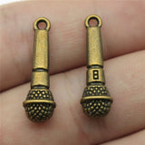WYSIWYG 10pcs 25x7mm Microphone Charms Pendant Music Lovers Jewelry Supplies Handmade For DIY Making Earrings Bracelet