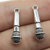 WYSIWYG 10pcs 25x7mm Microphone Charms Pendant Music Lovers Jewelry Supplies Handmade For DIY Making Earrings Bracelet