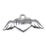 WYSIWYG 10pcs 26x12mm Angel Wings Friend Heart Pendant Heart Wings Charm Best Friend Heart Charm For Jewelry Making