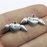 WYSIWYG 10pcs 26x12mm Angel Wings Friend Heart Pendant Heart Wings Charm Best Friend Heart Charm For Jewelry Making