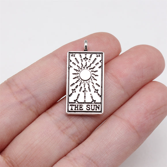 WYSIWYG 10pcs 26x13mm 5 Styles Antique Silver Color Tarot Fortune SUN MOON STAR Charms For Jewelry Making