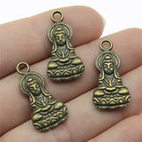 WYSIWYG 10pcs 26x13mm Guanyin Buddha Goddess Charms For Jewelry Making 2 Colors Antique Silver Plated Antique Bronze Plated