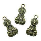 WYSIWYG 10pcs 26x13mm Guanyin Buddha Goddess Charms For Jewelry Making 2 Colors Antique Silver Plated Antique Bronze Plated