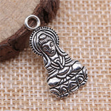 WYSIWYG 10pcs 26x13mm Guanyin Buddha Goddess Charms For Jewelry Making 2 Colors Antique Silver Plated Antique Bronze Plated
