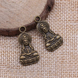 WYSIWYG 10pcs 26x13mm Guanyin Buddha Goddess Charms For Jewelry Making 2 Colors Antique Silver Plated Antique Bronze Plated