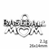 WYSIWYG 10pcs 26x14mm Antique Silver Color Baseball Mom Charms Pendant For DIY Jewelry Making Handmade Jewelry Craft Findings