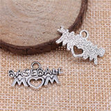 WYSIWYG 10pcs 26x14mm Antique Silver Color Baseball Mom Charms Pendant For DIY Jewelry Making Handmade Jewelry Craft Findings