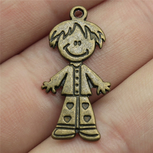 WYSIWYG 10pcs 26x15mm Double Sided Boy Charms Antique Bronze Color Charms For Jewelry Making Jewelry Findings
