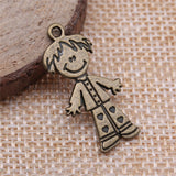 WYSIWYG 10pcs 26x15mm Double Sided Boy Charms Antique Bronze Color Charms For Jewelry Making Jewelry Findings