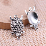 WYSIWYG 10pcs 26x15mm Owl Connector Charms For Jewelry Making Antique Silver Color Charm Pendant Jewelry Accessories
