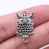 WYSIWYG 10pcs 26x15mm Owl Connector Charms For Jewelry Making Antique Silver Color Charm Pendant Jewelry Accessories
