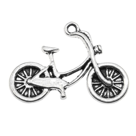 WYSIWYG 10pcs 26x18mm Bicycle Charms Antique Silver Color Pendant Charms For Jewelry Making Jewelry Accessories