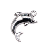 WYSIWYG 10pcs 26x18mm Dolphin Charms Pendants For Jewelry Making 2 Colors Antique Silver Plated Antique Bronze Plated