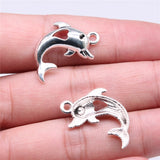 WYSIWYG 10pcs 26x18mm Dolphin Charms Pendants For Jewelry Making 2 Colors Antique Silver Plated Antique Bronze Plated