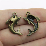 WYSIWYG 10pcs 26x18mm Dolphin Charms Pendants For Jewelry Making 2 Colors Antique Silver Plated Antique Bronze Plated
