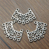 WYSIWYG 10pcs 26x18mm Flower Porous Earring Connector Jewelry Making Antique Silver Color Flower Earring Connector Charm