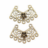 WYSIWYG 10pcs 26x18mm Flower Porous Earring Connector Jewelry Making Antique Silver Color Flower Earring Connector Charm