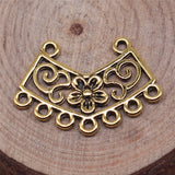 WYSIWYG 10pcs 26x18mm Flower Porous Earring Connector Jewelry Making Antique Silver Color Flower Earring Connector Charm
