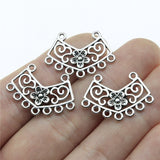 WYSIWYG 10pcs 26x18mm Flower Porous Earring Connector Jewelry Making Antique Silver Color Flower Earring Connector Charm