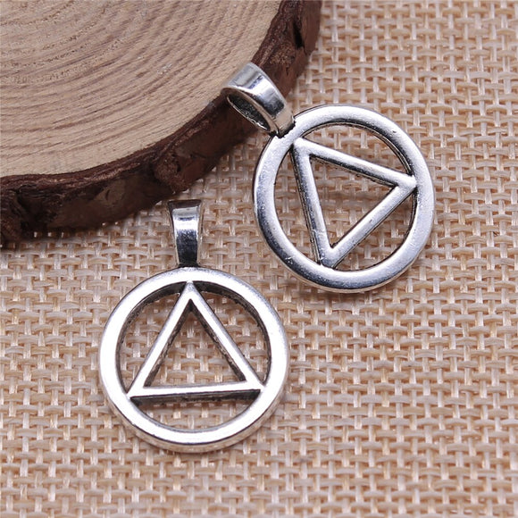 WYSIWYG 10pcs 26x19mm Antique Silver Color Triangle Symbol Charms Pendant For Jewelry Making DIY Jewelry Findings