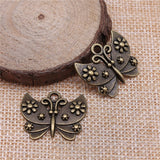 WYSIWYG 10pcs 26x21mm Butterfly Charms For Jewelry Making Jewelry Accessories Antique Silver Plated Antique Bronze Plated