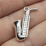 WYSIWYG 10pcs 26x21mm Saxophone Charm Pendants For Jewelry Making Musical Instruments Pendants Charm Saxophone