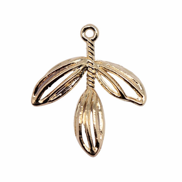 WYSIWYG 10pcs 26x22mm Leaves Charms Electrophoresis KC Gold Color For Jewelry Making Zinc Alloy DIY Charms Jewelry Findings