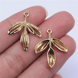 WYSIWYG 10pcs 26x22mm Leaves Charms Electrophoresis KC Gold Color For Jewelry Making Zinc Alloy DIY Charms Jewelry Findings