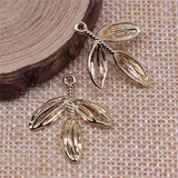 WYSIWYG 10pcs 26x22mm Leaves Charms Electrophoresis KC Gold Color For Jewelry Making Zinc Alloy DIY Charms Jewelry Findings