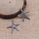 WYSIWYG 10pcs 26x22mm Starfish Charm Starfish Pendant Antique Silver Color Antique Gold Color Tone Starfish Charm