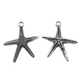 WYSIWYG 10pcs 26x22mm Starfish Charm Starfish Pendant Antique Silver Color Antique Gold Color Tone Starfish Charm