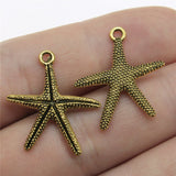 WYSIWYG 10pcs 26x22mm Starfish Charm Starfish Pendant Antique Silver Color Antique Gold Color Tone Starfish Charm