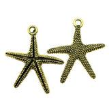 WYSIWYG 10pcs 26x22mm Starfish Charm Starfish Pendant Antique Silver Color Antique Gold Color Tone Starfish Charm