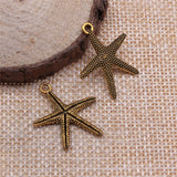 WYSIWYG 10pcs 26x22mm Starfish Charm Starfish Pendant Antique Silver Color Antique Gold Color Tone Starfish Charm