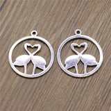 WYSIWYG 10pcs 26x30mm Flamingo Charms Antique Silver Color For Jewelry Making Zinc Alloy Charms Pendant DIY Jewelry Findings