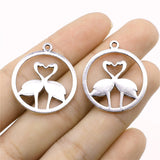 WYSIWYG 10pcs 26x30mm Flamingo Charms Antique Silver Color For Jewelry Making Zinc Alloy Charms Pendant DIY Jewelry Findings