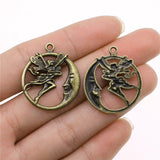 WYSIWYG 10pcs 26x30mm Moon Angel Charms Pendants For Jewelry Making 2 Colors Antique Silver Plated Antique Bronze Plated EF3872
