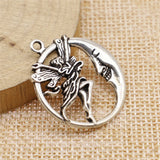 WYSIWYG 10pcs 26x30mm Moon Angel Charms Pendants For Jewelry Making 2 Colors Antique Silver Plated Antique Bronze Plated EF3872