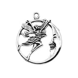 WYSIWYG 10pcs 26x30mm Moon Angel Charms Pendants For Jewelry Making 2 Colors Antique Silver Plated Antique Bronze Plated EF3872