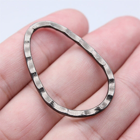 WYSIWYG 10pcs 26x40mm 4 Colors Hammered Egg Shaped Circle Charms Pendant For DIY Jewelry Making Handmade Jewelry Craft Findings