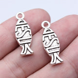 WYSIWYG 10pcs 26x9mm Antique Silver Color Jesus Fish Charms Pendant For DIY Jewelry Making Handmade Jewelry Craft Findings