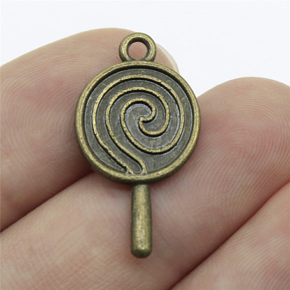 WYSIWYG 10pcs 27mm Lollipop Charms For Jewelry Making Vintage Antique Bronze Color Jewelry Findings