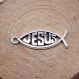 WYSIWYG 10pcs 27x10mm Pendant Jesus Fish Charm Pendants For Jewelry Making 2 Colors Christian Fish Pendants
