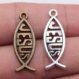 WYSIWYG 10pcs 27x10mm Pendant Jesus Fish Charm Pendants For Jewelry Making 2 Colors Christian Fish Pendants