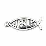 WYSIWYG 10pcs 27x10mm Pendant Jesus Fish Charm Pendants For Jewelry Making 2 Colors Christian Fish Pendants