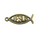 WYSIWYG 10pcs 27x10mm Pendant Jesus Fish Charm Pendants For Jewelry Making 2 Colors Christian Fish Pendants