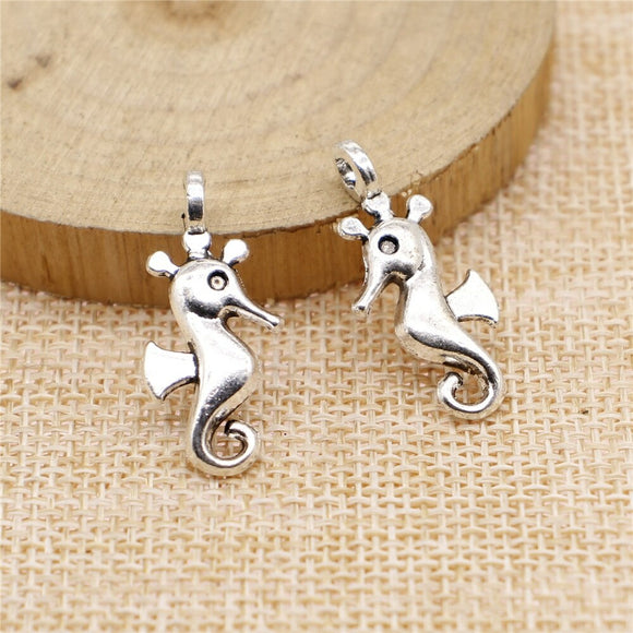 WYSIWYG 10pcs 27x11mm Antique Silver Color Sea Horse Pendant Hippocampal Pendants Sea Horse Charm