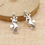 WYSIWYG 10pcs 27x11mm Antique Silver Color Sea Horse Pendant Hippocampal Pendants Sea Horse Charm