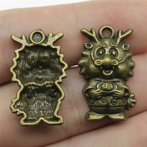 WYSIWYG 10pcs 27x16mm Dragon Charms For Jewelry Making Antique Bronze Color Charms Pendants Jewelry Accessories
