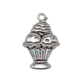 WYSIWYG 10pcs 27x18mm Cake Cup Cake Ice Cream Charms For Jewelry Making 2 Colors Antique Silver Plated Antique Bronze Plated